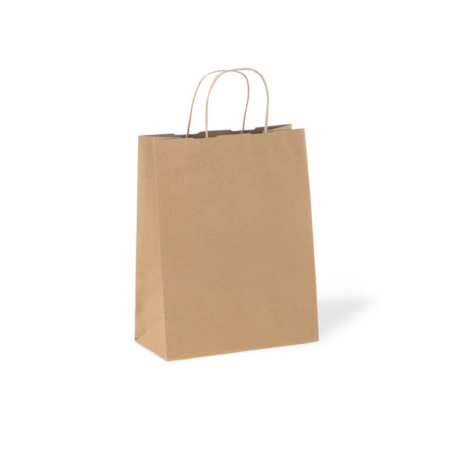 바지와 반바지용 트위스트 손잡이가 있는 재활용 가능한 갈색 종이 봉투