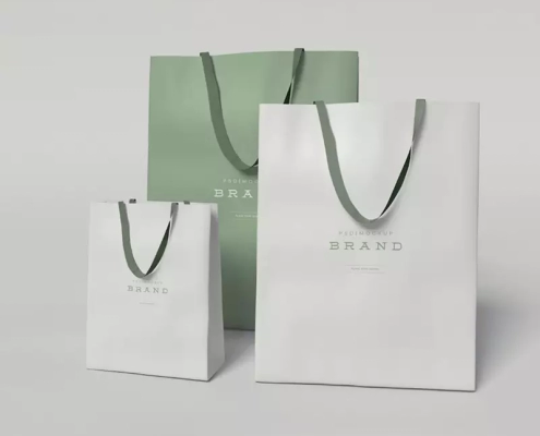 Bílá dárková papírová taška na princeznu a loutky s vlastním designem